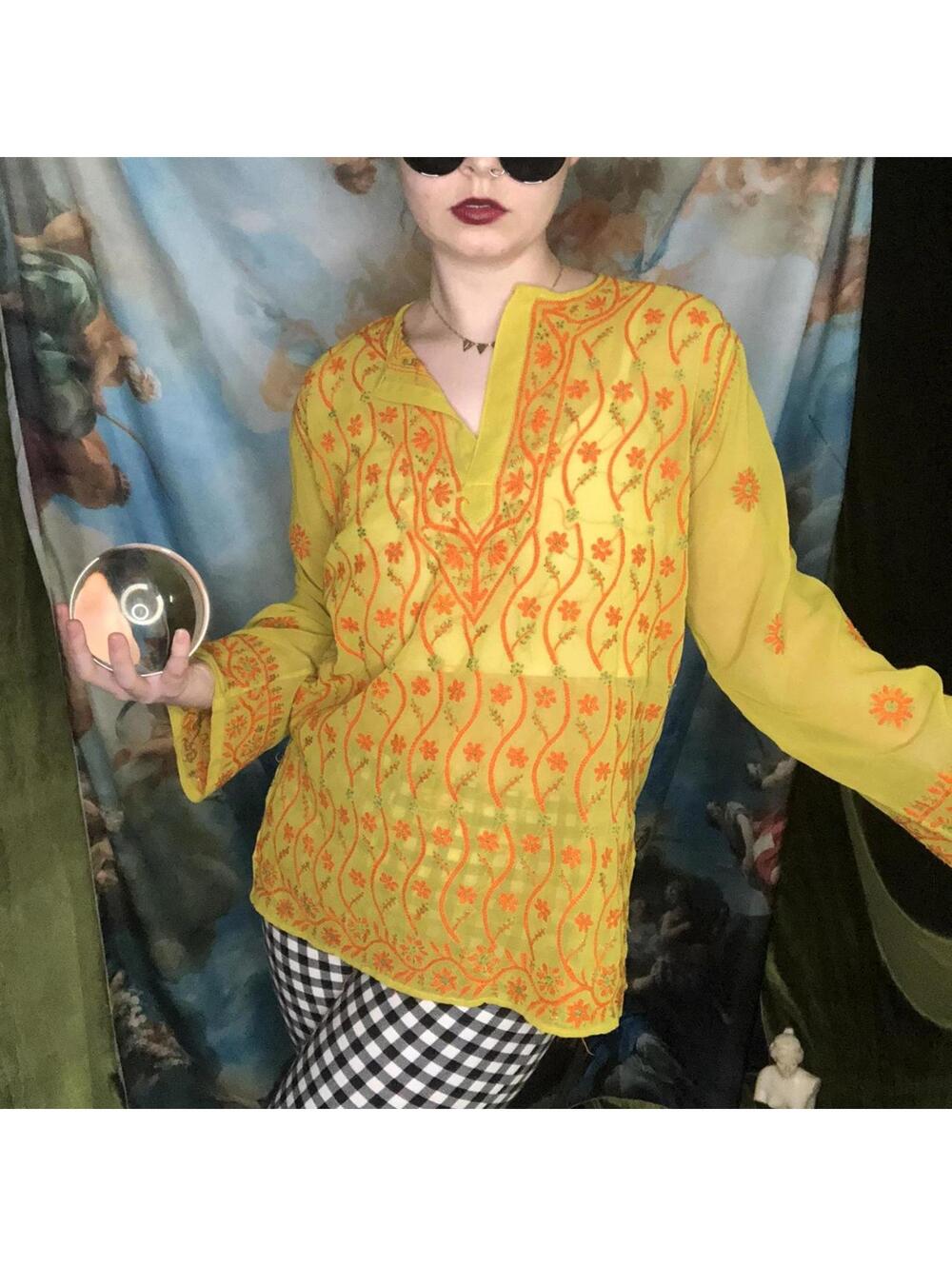 YELLOW SUBMARINE EMBROIDERED INDIAN TUNIC